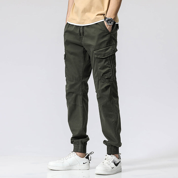 Herren Cargo-Joggerhose mit ergonomischen Kniepasse, elastischem Tunnelzugbund und großvolumigen Klappentaschen Mune Fashion