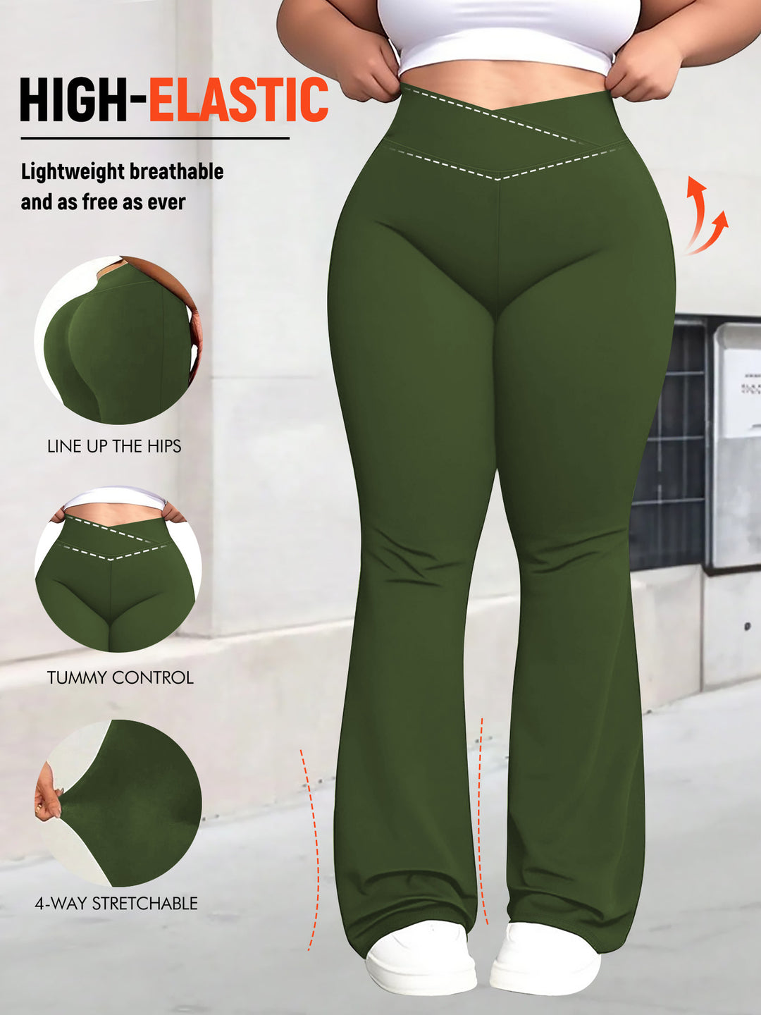 Ladies high-waisted shaping bootcut leggings with tummy control and 4-way stretch Mune Fashion