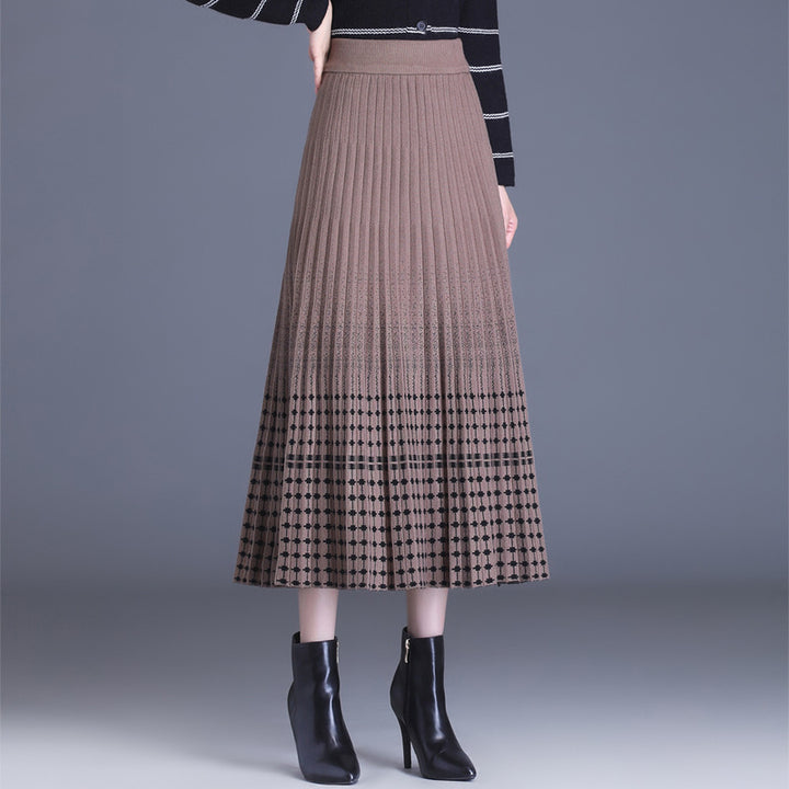 Ladies Pleated Maxi Skirt with Elegant Pattern Mune Fashion