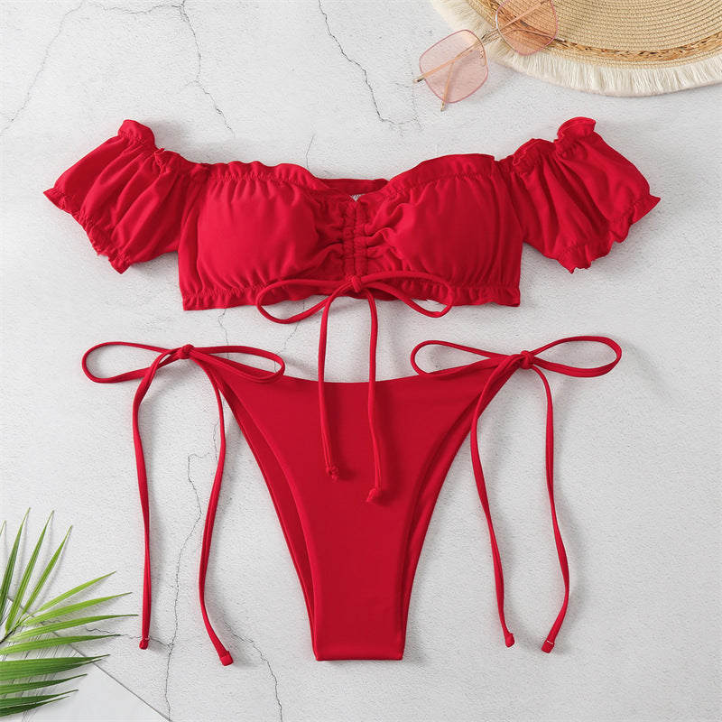 Ladies bikini set with ruffled cutouts and elegant ties Mune Fashion