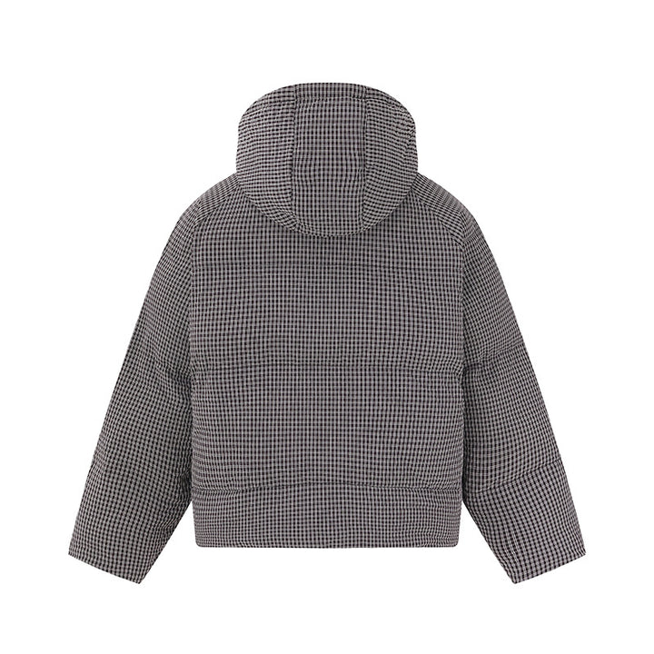 Unisex short-cut padded hoodie with fine check quilting Mune Fashion