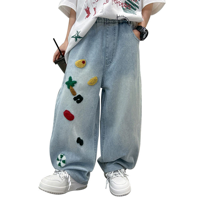 Women Wide Jeans with Creative Applications Mune Fashion