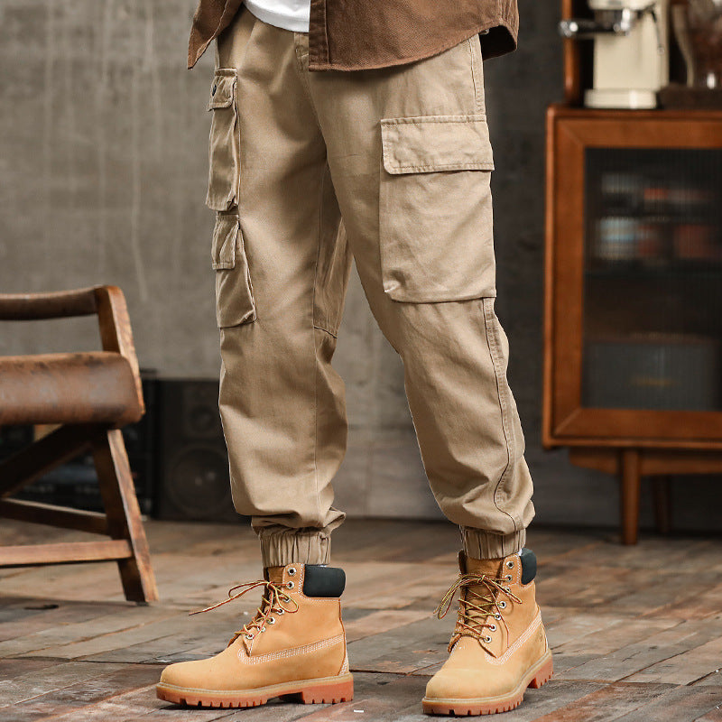 Men's Utility Cargo Joggers with Reinforced Leg Pockets and Elastic Ankle Cuff Mune Fashion