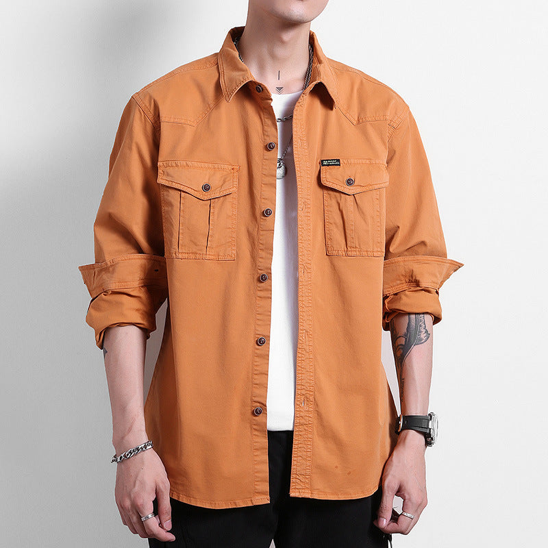 Men's Loose Utility Shirt with Flap Pockets and Workwear Details Mune Fashion