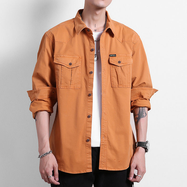 Men's Loose Utility Shirt with Flap Pockets and Workwear Details Mune Fashion