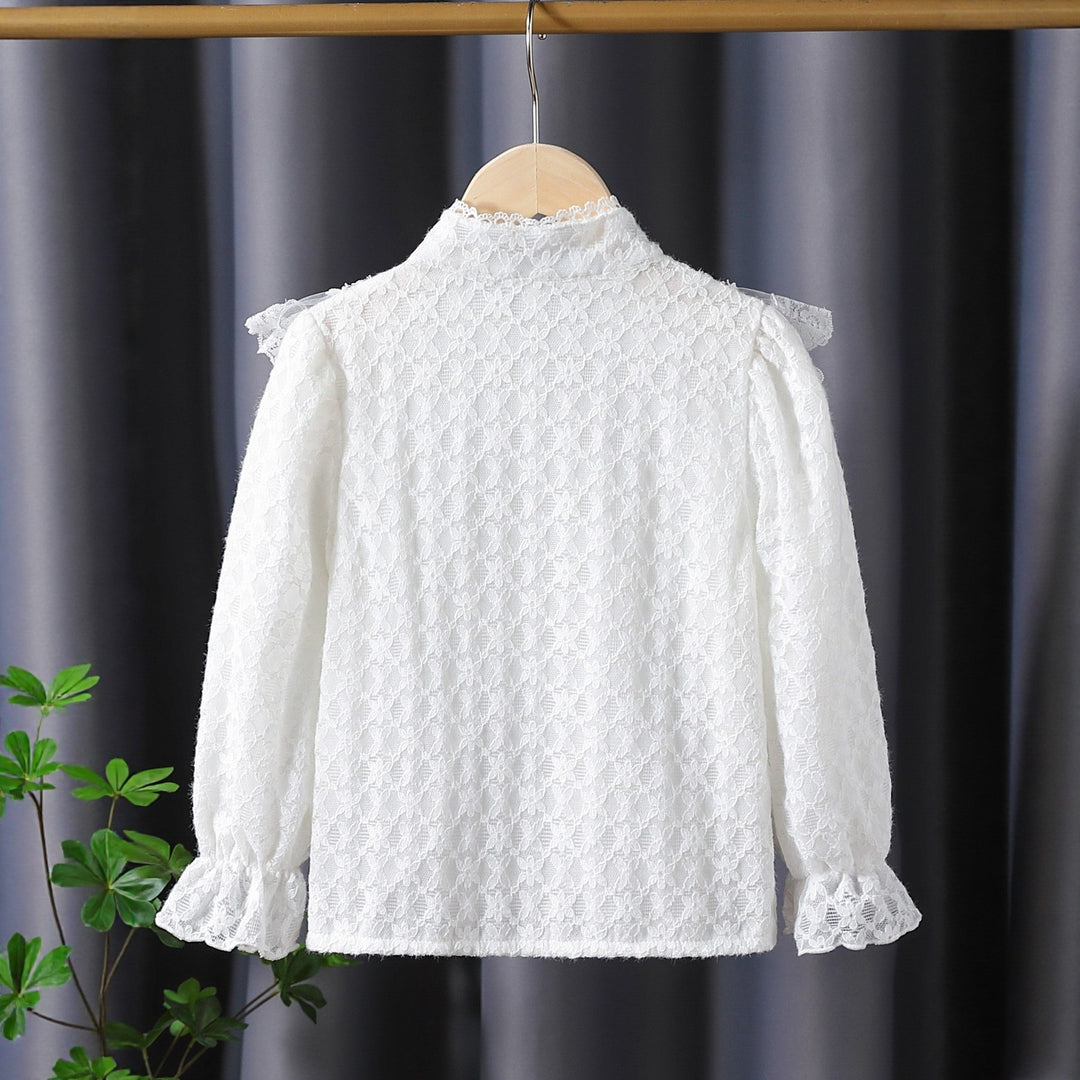 Women's Ruffle Blouse with Lace Accents Mune Fashion