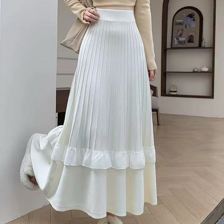 Women's Elegant Maxi Skirt with Ruffle and Textured Design Mune Fashion