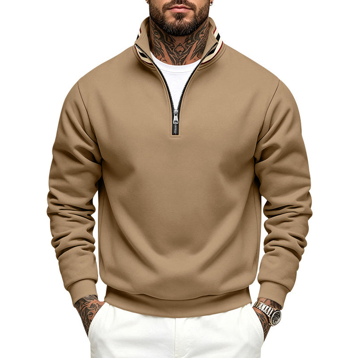 Men's sweatshirt with half zip and striped standing collar Mune Fashion