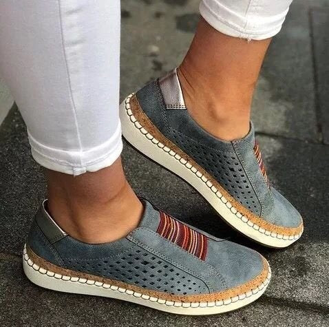 Women's perforated slip-on sneakers with elastic insert and cork-look platform Mune Fashion