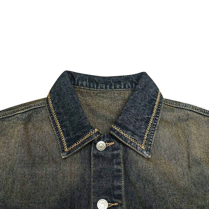 Unisex Oversized Jeans Jacket with Vintage-Washed Effect and Chest Pockets Mune Fashion