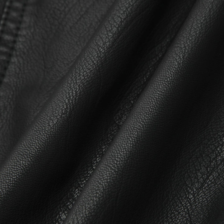 Ladies Slim Real Leather Jacket with Standing Collar, Quilted Panels and Zipper Mune Fashion