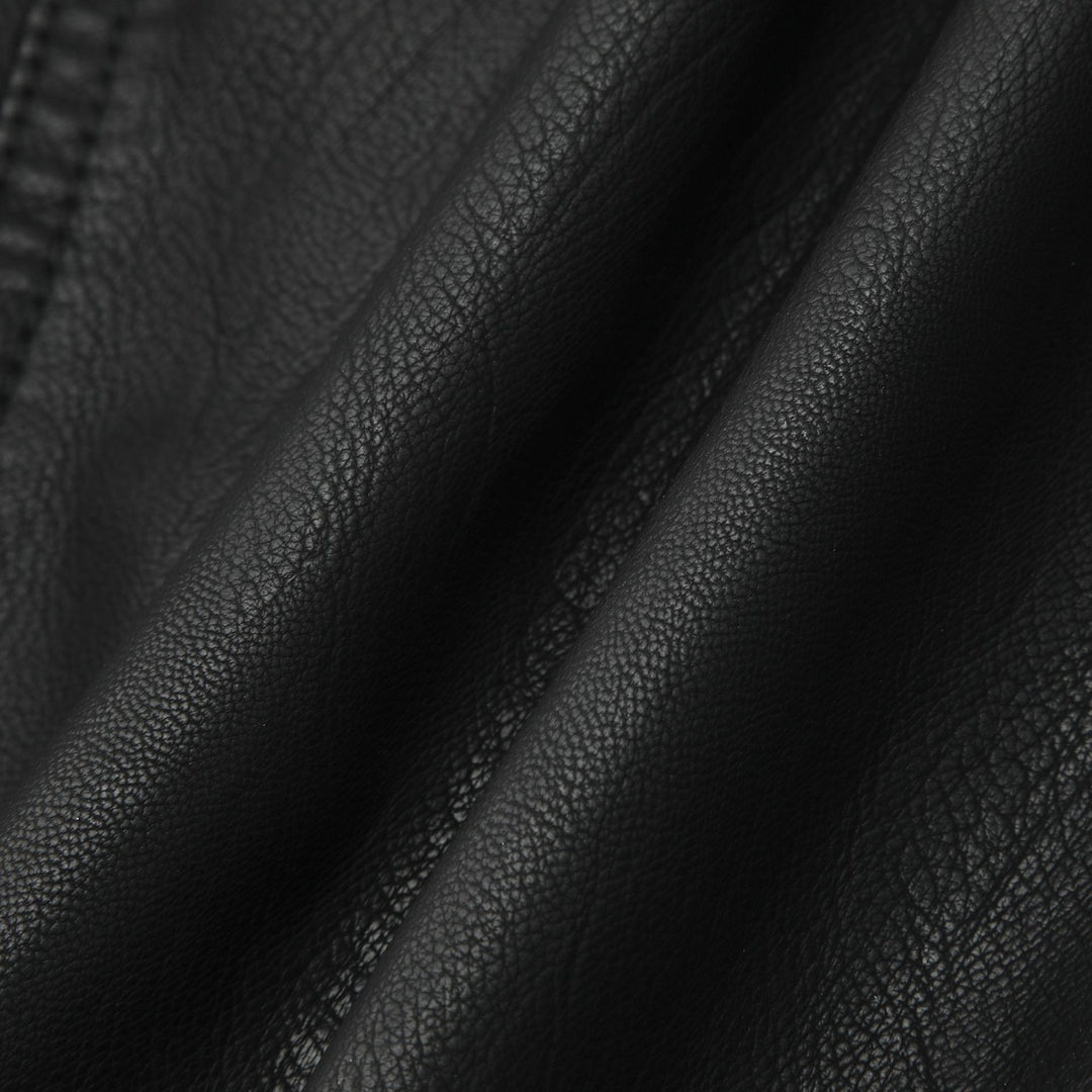 Women's Tailored Leather Jacket with Stand-Up Collar and Quilted Panels Mune Fashion