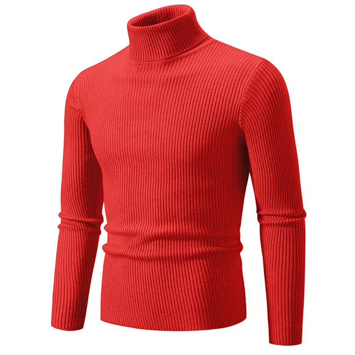 Men's narrow ribbed knit turtleneck sweater made of cotton mix with stretch Mune Fashion