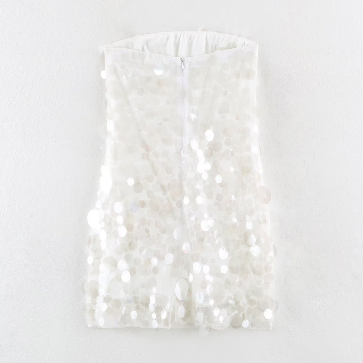 Women Sequin Strapless Minidress with Straight Top Drune