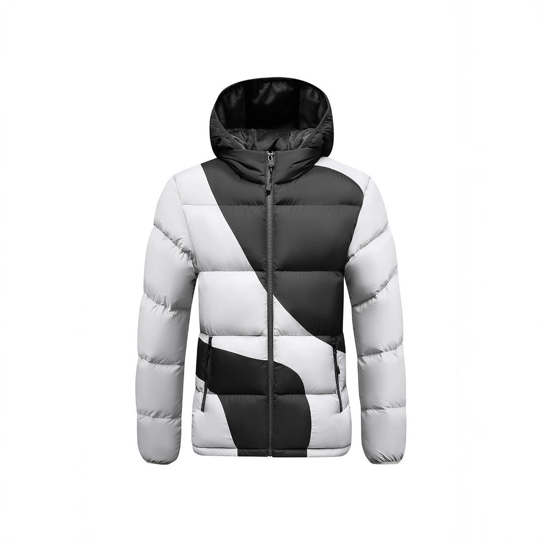 Men's quilted jacket with contrasting panels, hood, and thermal synthetic filling Mune Fashion