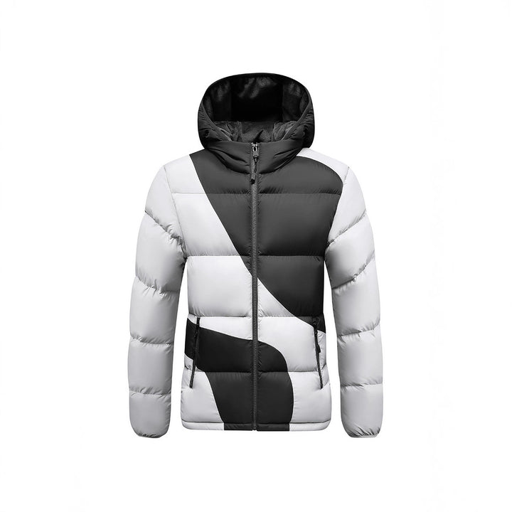Men's quilted jacket with contrasting panels, hood, and thermal synthetic filling Mune Fashion