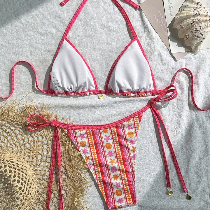 Women's Triangle Bikini with Colorful Pattern Mune Fashion