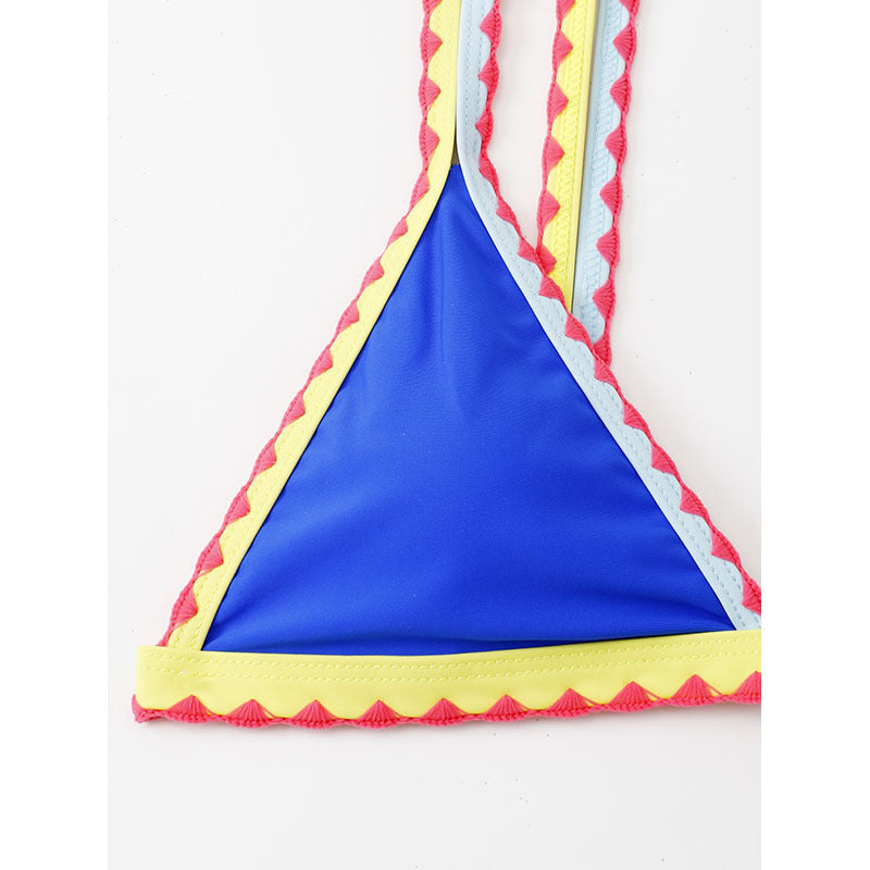 Women's triangle bikini top with colorful ruffle trim Mune Fashion