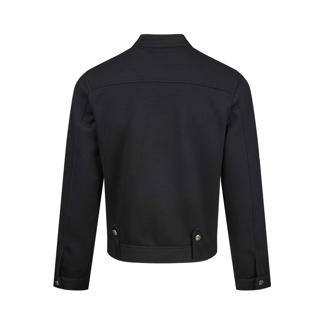 Women's short-cut sweat bomber jacket with stand-up collar, concealed zipper and flap pockets Mune Fashion