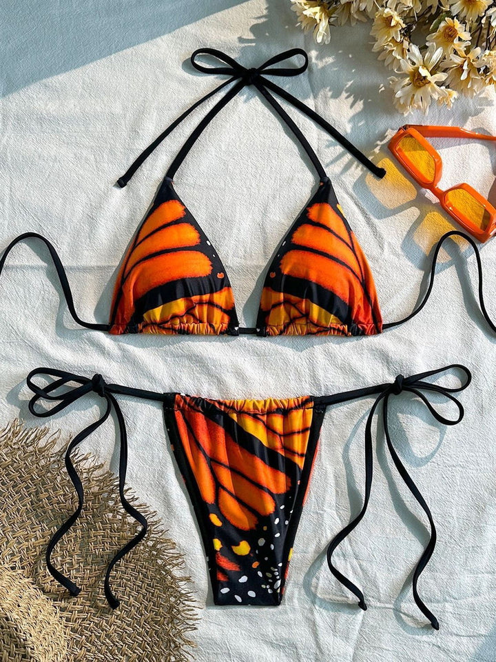 Ladies triangle bikini with vibrant butterfly design Mune Fashion