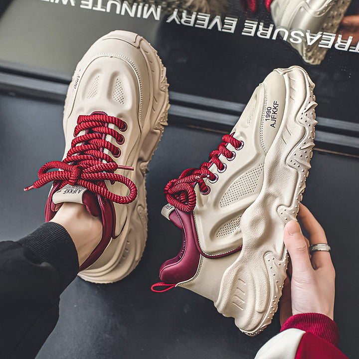 Women's chunky platform sneakers with perforated upper, padded ankle collar, and grippy wavy outsole Mune Fashion