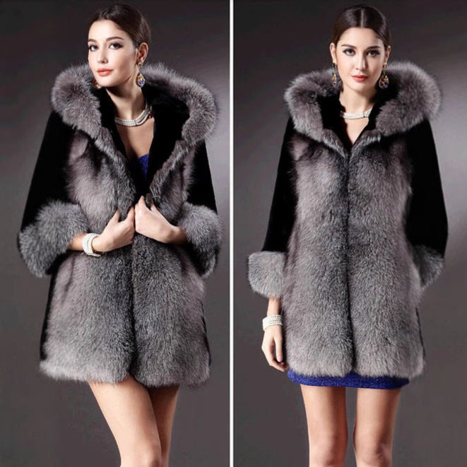 Ladies Hooded Short Coat with Full Fur Lining Mune Fashion