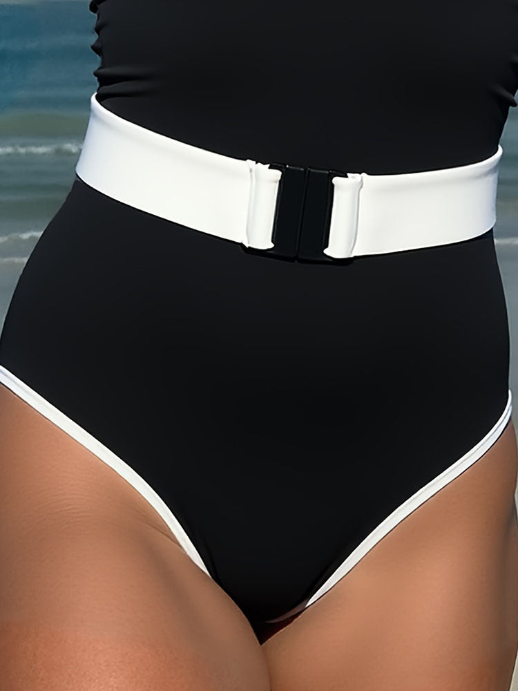 Ladies stylish one-piece swimsuit with chic belt Mune Fashion