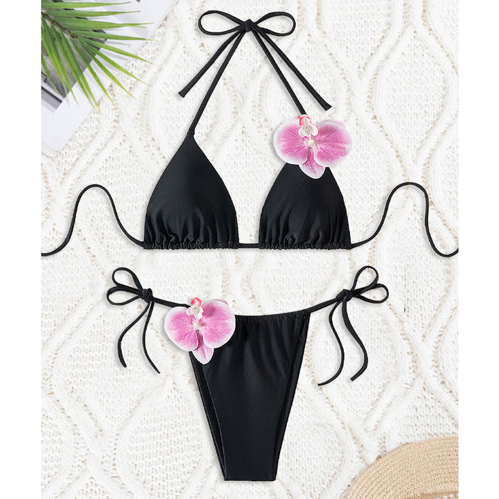 Women's Triangle Bikini with Decorative Orchid Details Mune Fashion