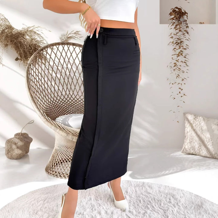 Women's maxi skirt with high waistband, front zipper slit, and tailored silhouette Drune