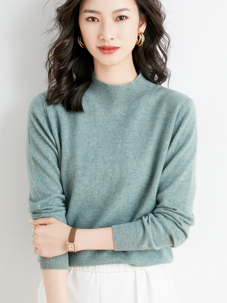 Women's Short Roll Neck Fine Knit Sweater with Light Mohair Effect Mune Fashion