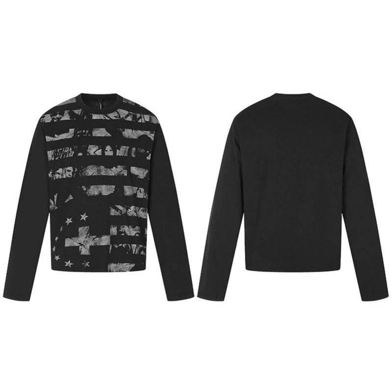 Men's long sleeve shirt with textured print and flag-inspired graphic mix Mune Fashion
