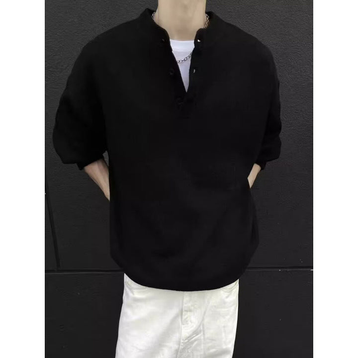 Men's Casual Knit Sweater with Button Placket Mune Fashion