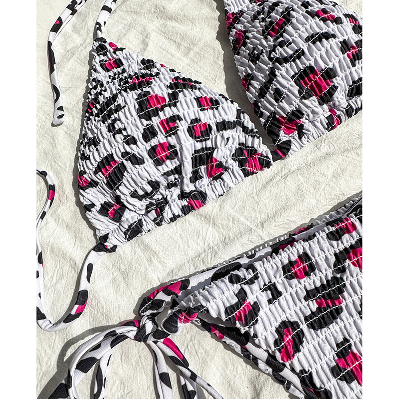 Women's Colorfully patterned triangle bikini with playful lacing Mune Fashion
