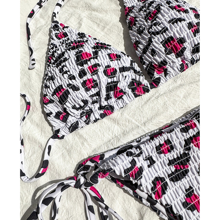 Women's Colorfully patterned triangle bikini with playful lacing Mune Fashion
