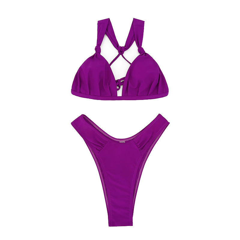 Women's triangle bikini with high leg cut and elegant knot Mune Fashion