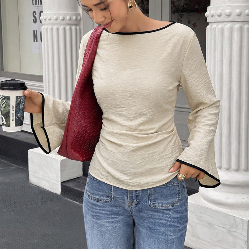 Ladies Elegant Long Sleeve Top with Ruffled Sleeves Mune Fashion