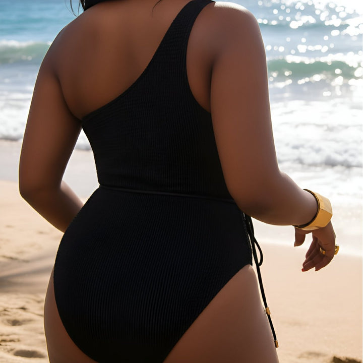 Women Asymmetrical Swimsuit with Modern Lacing Optics Mune Fashion