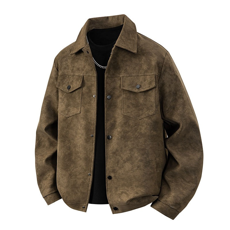 Men's overshirt jacket in suede look with flap pockets & snap front Mune Fashion
