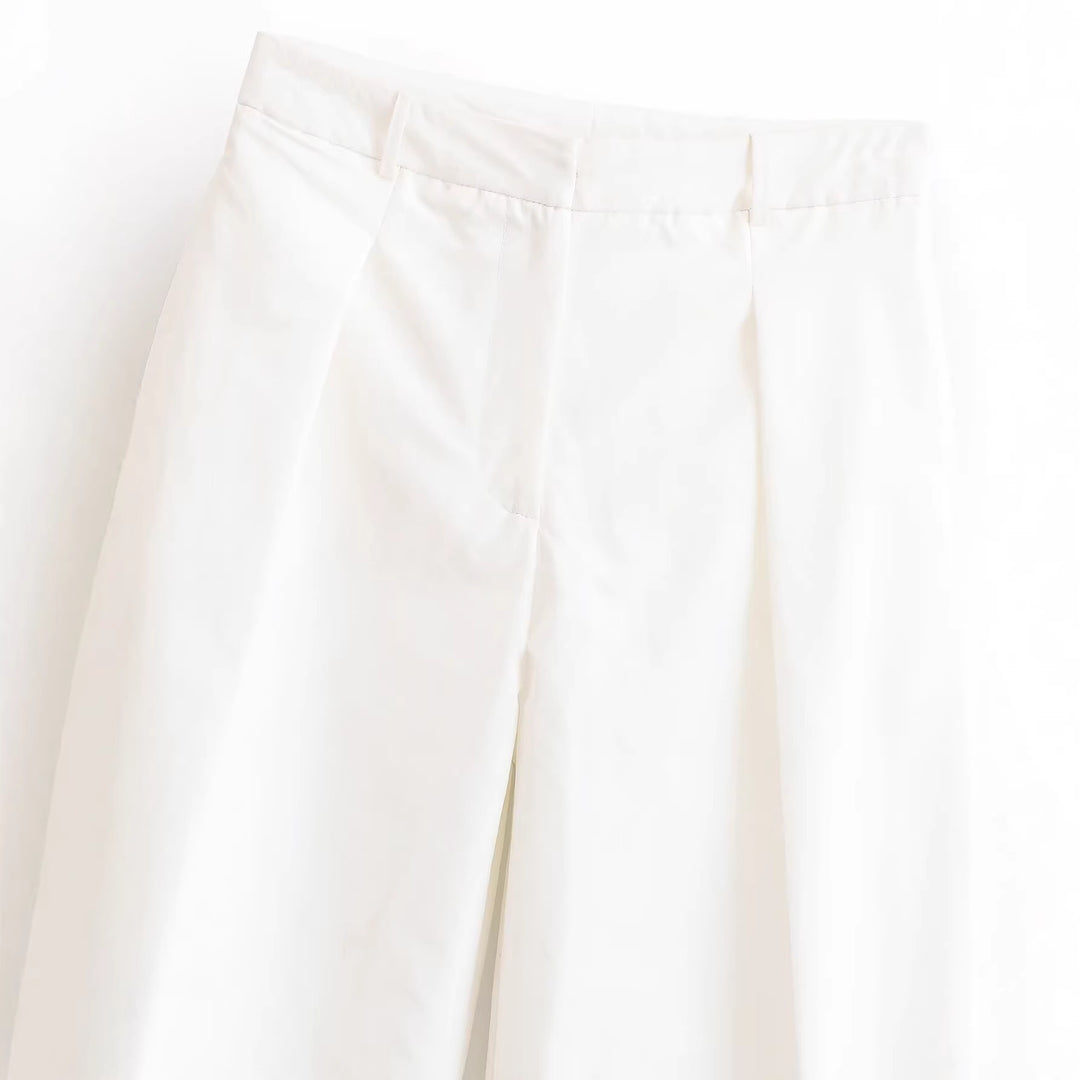 Women's high-waisted wide-leg trouser suit with pleats and crease Mune Fashion