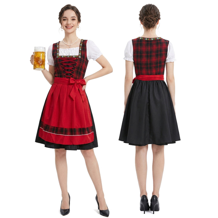 Women’s traditional costume dirndl with lacing, A-line skirt and bow apron Mune Fashion