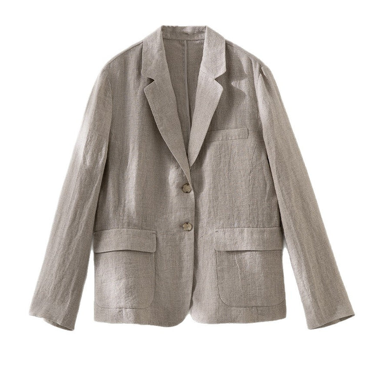 Women's lightly structured linen blazer with patch pockets and two-button closure Mune Fashion