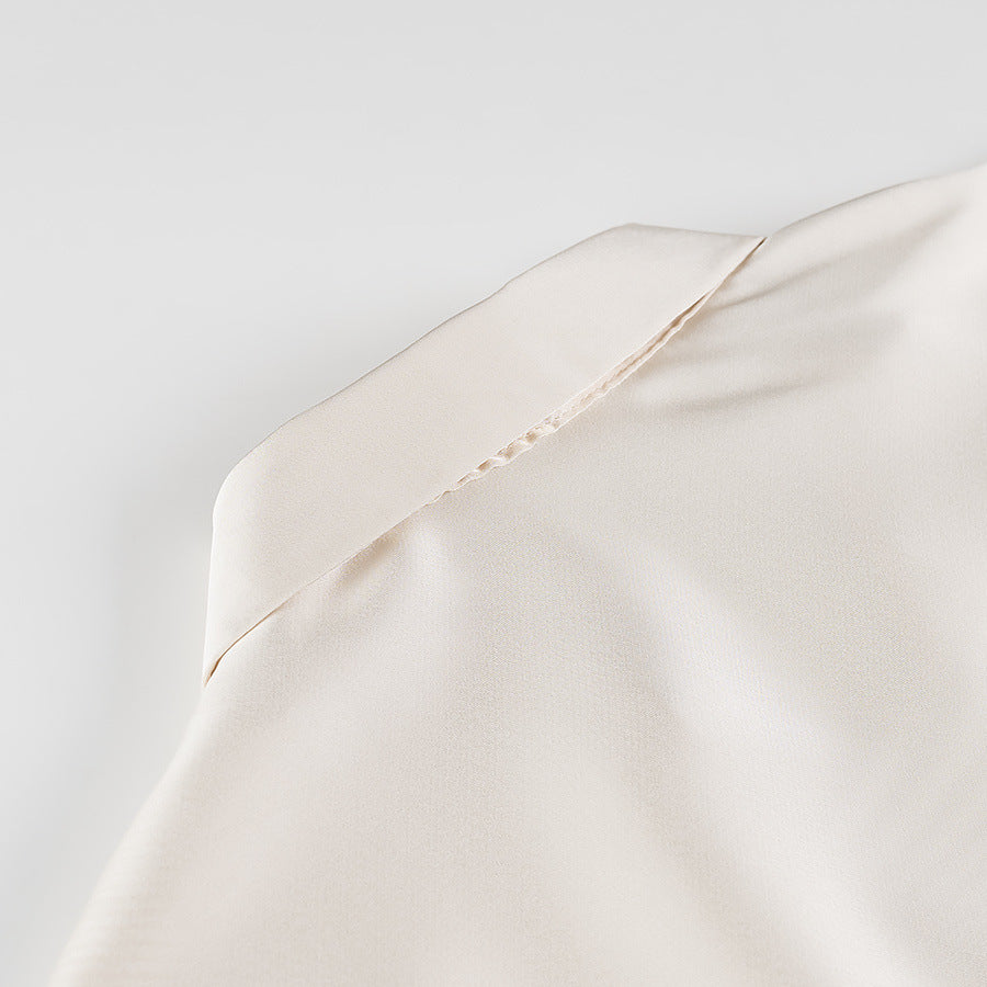 Women's Lightweight Shirt Blouse with Deep V-Neck and Double Ties Mune Fashion