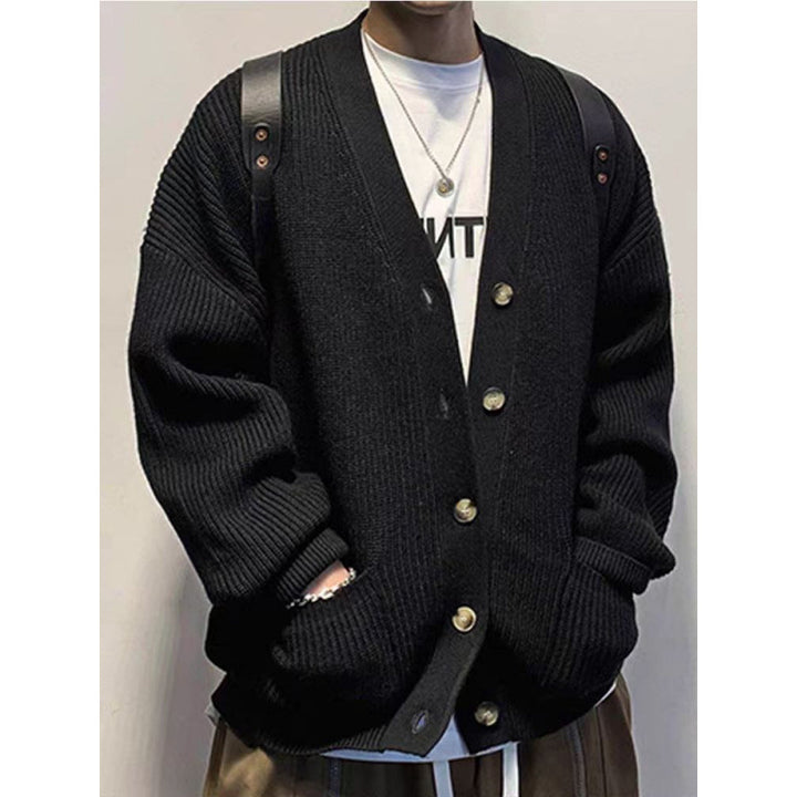 Men's Oversized Knit Cardigan with Elbow Patches and Patch Pockets Mune Fashion