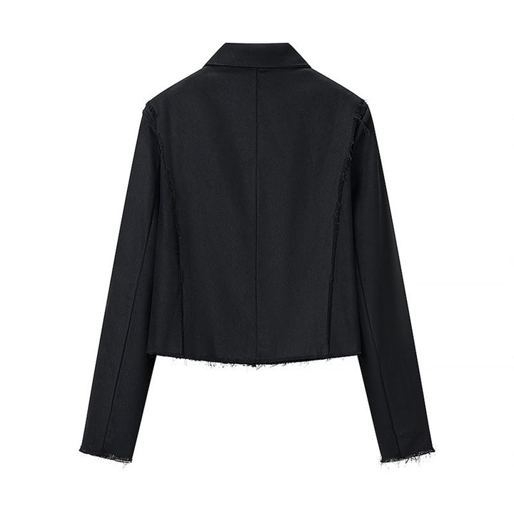 Women Cropped Military Inspired Jacket with Braid Application and Fringed Hem Mune Fashion