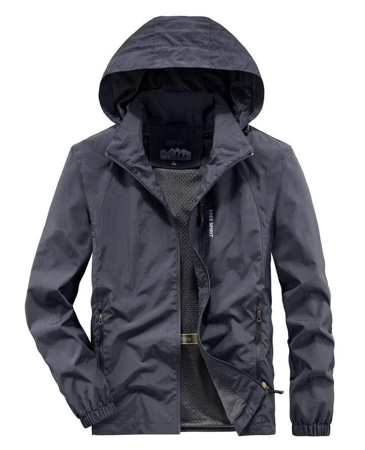 Men's Ultralight Breathable Hooded Jacket with Perforated Mesh Lining and Zipper Pockets Mune Fashion