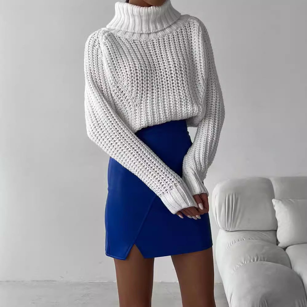 Women's Oversized Chunky Knit Sweater with Turtleneck and Loose Fit Mune Fashion