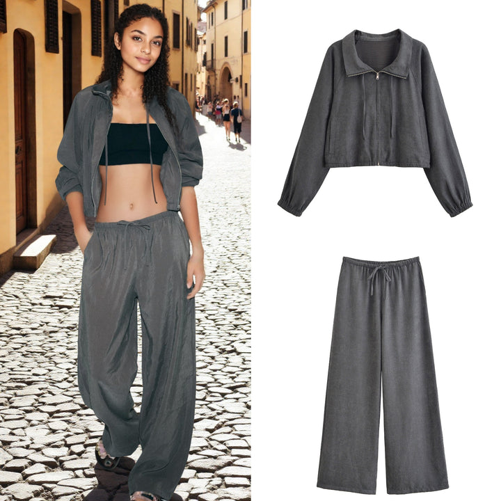Women's Comfortable Palazzo Pants in Velvet Look with Elastic Tunnel Drawstring Waist and Wide Leg Mune Fashion
