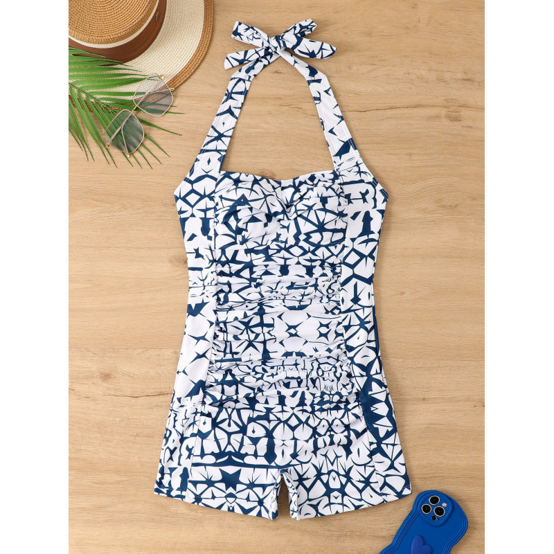 Women's One-Piece Swimsuit with Trendy Gather and Sporty Design Mune Fashion