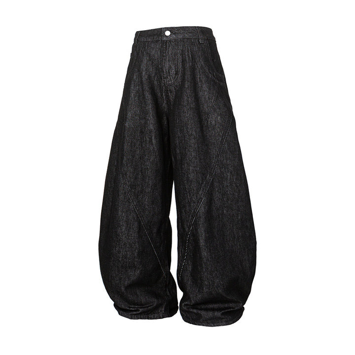 Women Wide Harem Denim Pants with High Waist and Balloon-Shaped Leg Mune Fashion