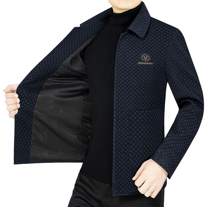 Men's light patterned shirt jacket in a structured pattern with single-breasted button placket Mune Fashion